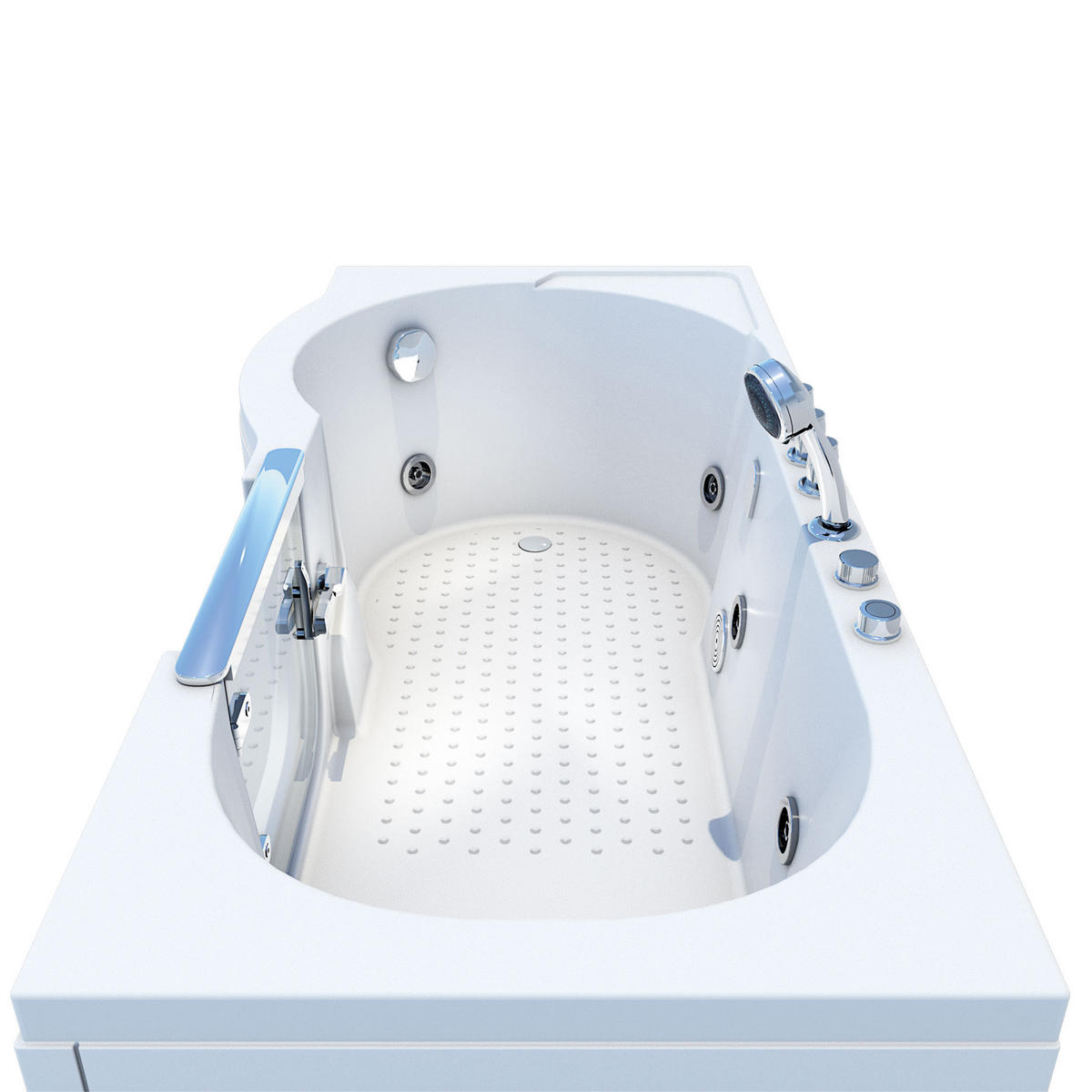 SITZWANNE Whirlpool Badewanne mit Tür S12-TH-WP-R 85x170 cm - Weiß, Glas/Kunststoff (170/60/85cm) - AcquaVapore by Sandra Jentho