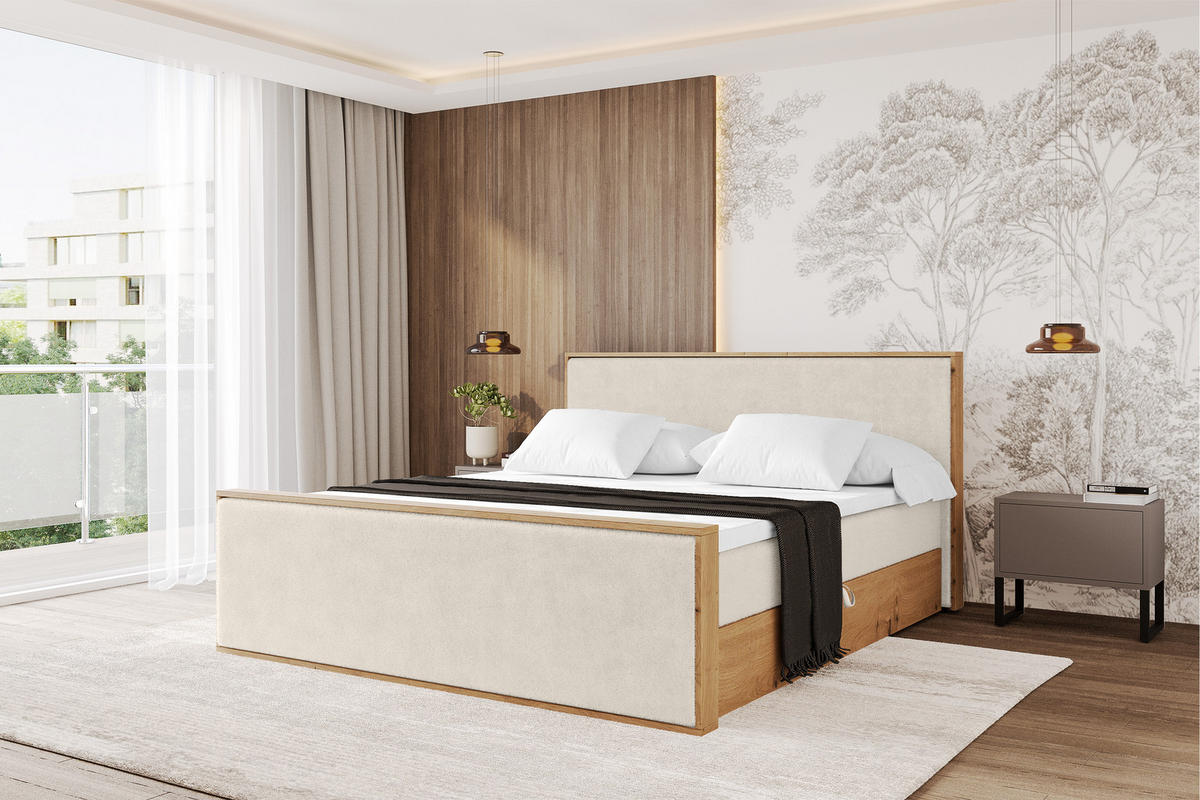 BOXBETT LOLLI9 -Z 120x200 - H4 Hellbeige - Sandfarben, Holzwerkstoff (120/200cm) - ALTDECOR