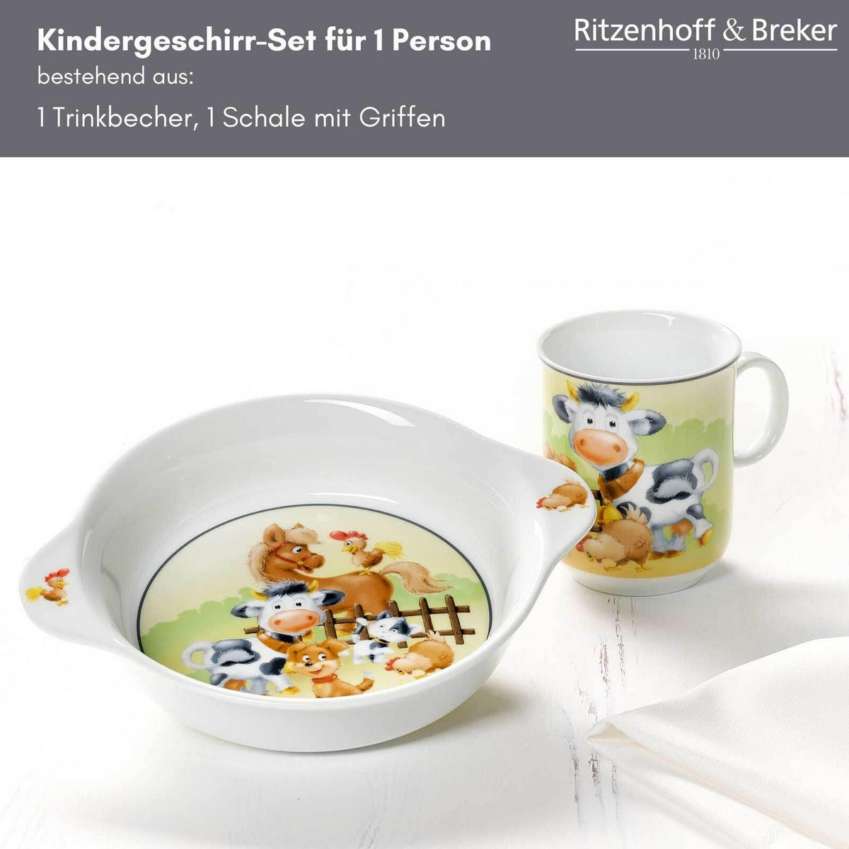 KINDERGESCHIRR Hoftiere bunt - Multicolor, Keramik (1/1/1cm) - Ritzenhoff Breker