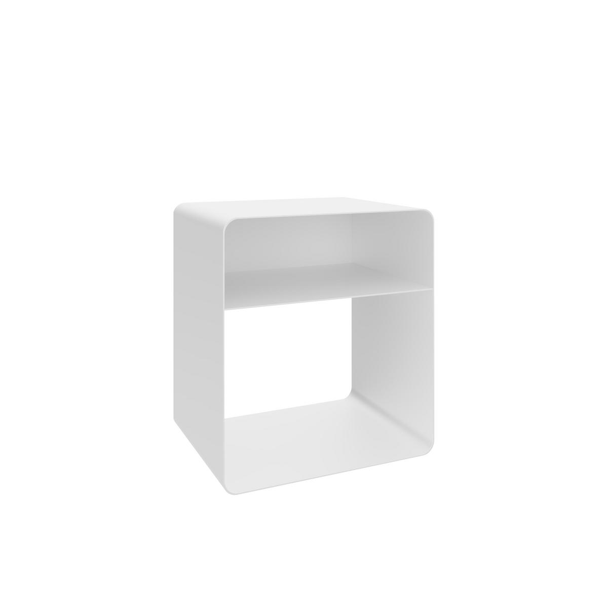 NACHTTISCH Aura Weiß, mit Ablage für minimalistische Innenräume - Weiß, Metall (45/50/35cm) - Bettso