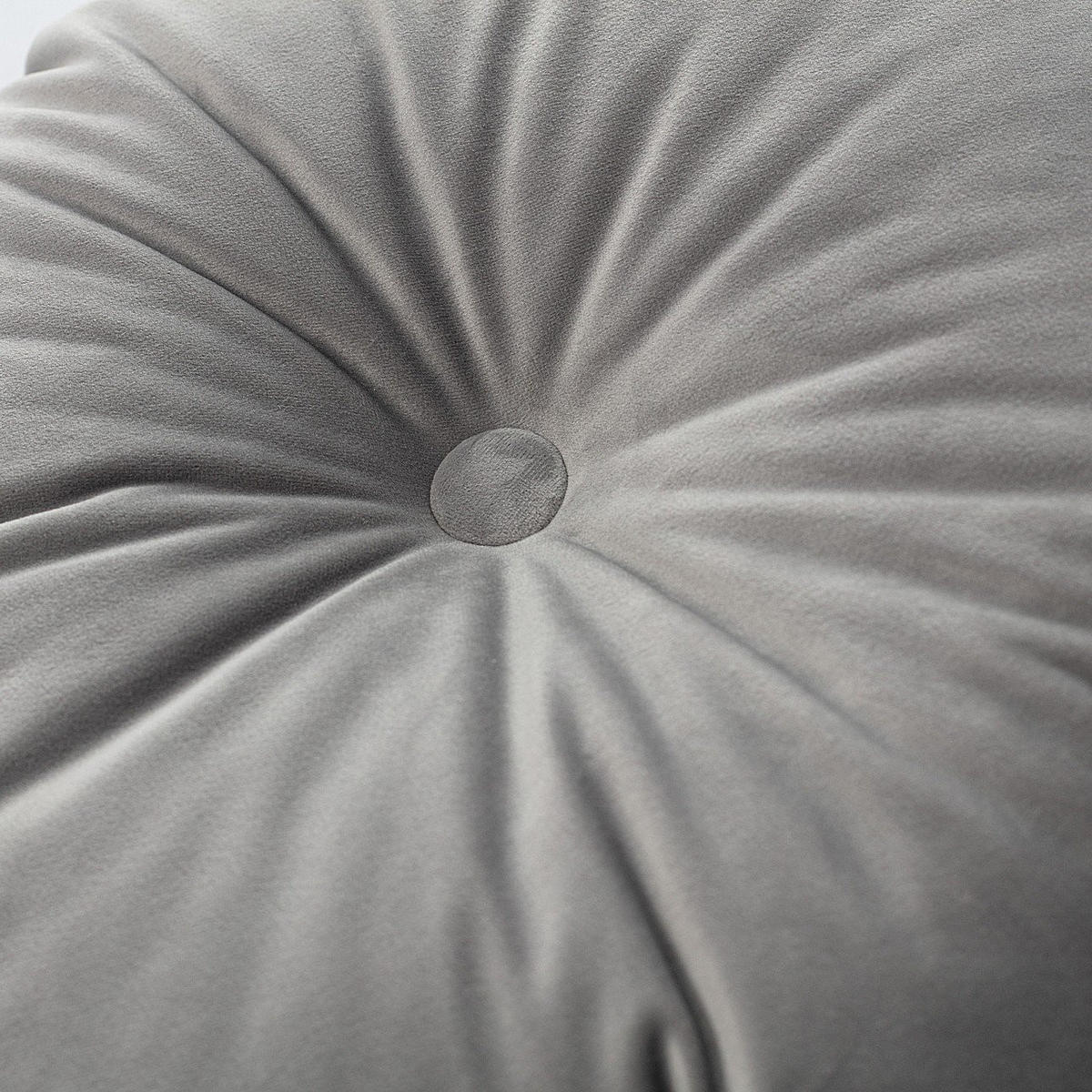 KISSEN Velvet rund, grau, 37cm - Grau, Textil (37cm) - Dekoria