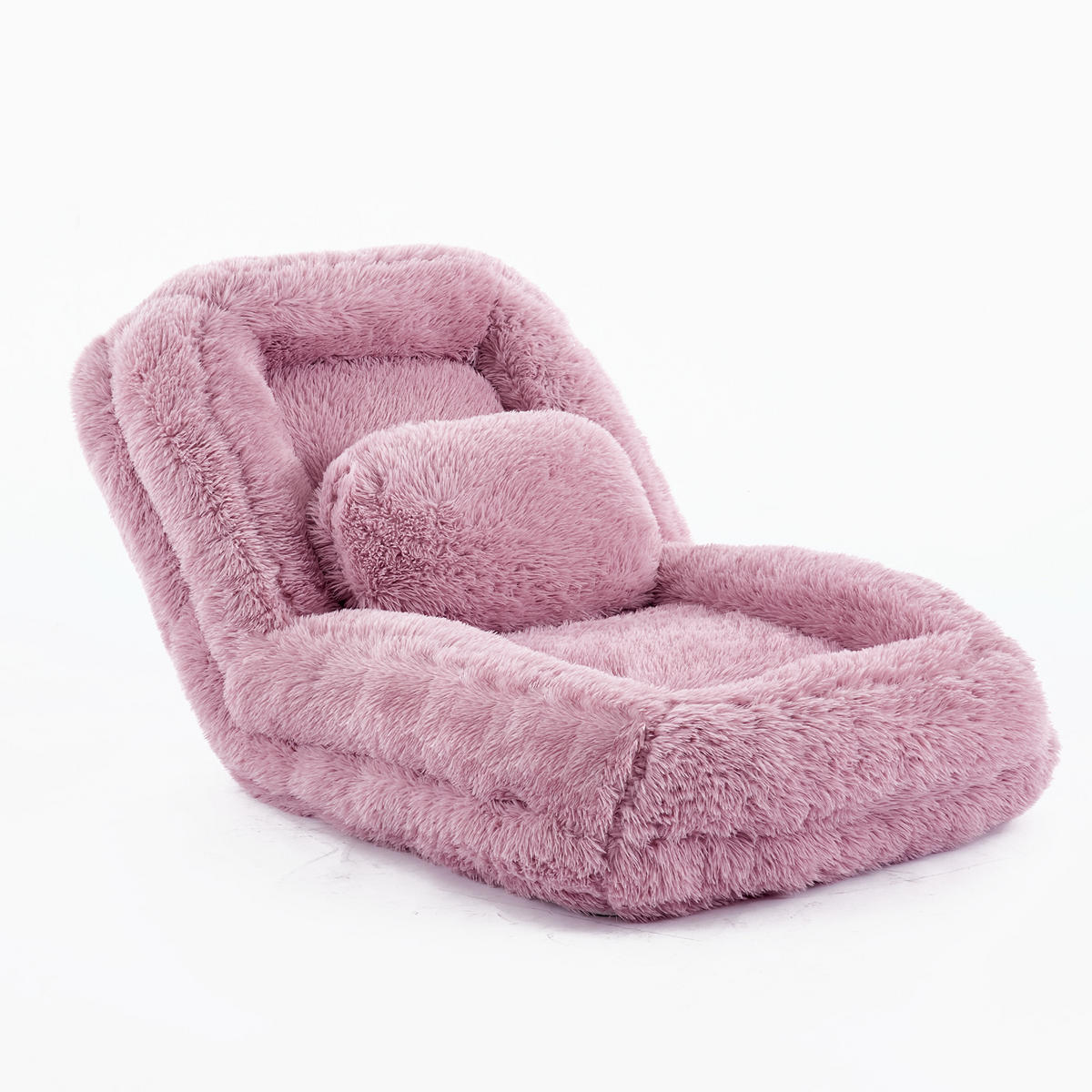 SITZSACK Plüsch Pink mit Verstellfunktion und mit Kissen - Rosa, Holzwerkstoff/Textil (89/42/175cm) - WISHDOR