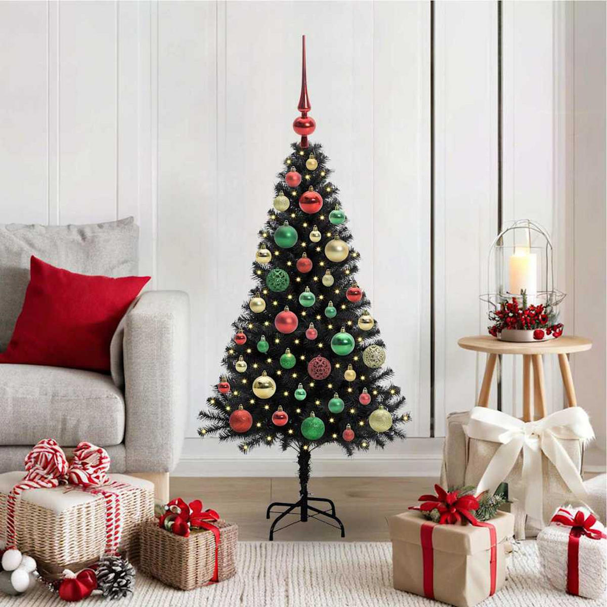 WEIHNACHTSBAUM 65/65/120 cm Schwarz PVC - Schwarz, Kunststoff (120cm) - vidaXL