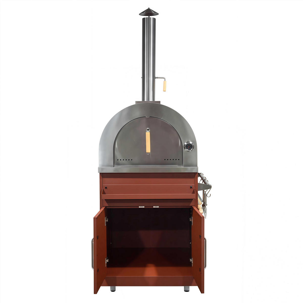 PIZZAÖFFEN, Ziegelrot - Braun, Metall (66/207/70cm) - Oviala