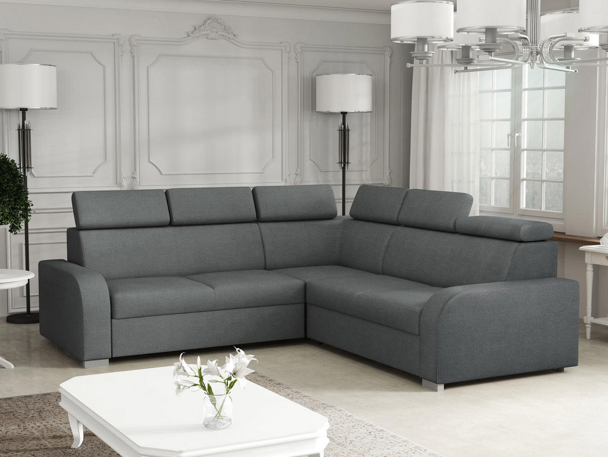 ECKSOFA Oslo 2rR2p - Dunkelgrau/Silberfarben, Holz/Kunststoff (250/250cm) - MIRJAN24