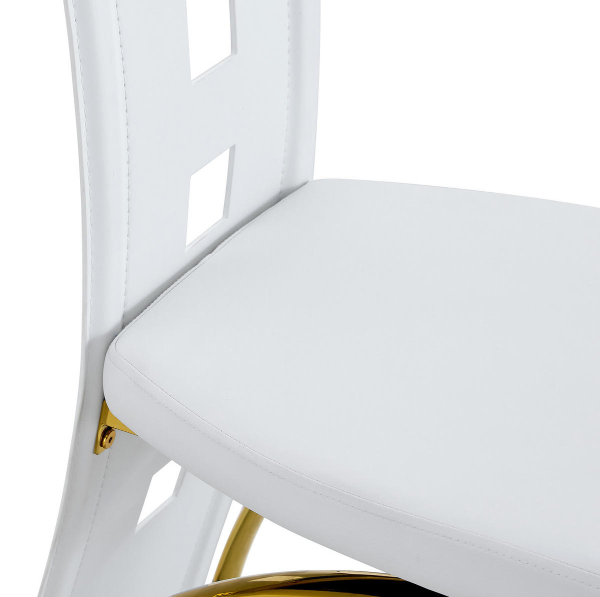 ESSZIMMERSTUHL 2er-Set mit Lochmuster Weiß/Gold PU-Leder Metall - Weiß, Metall (49/102.5/43cm) - Meubliv