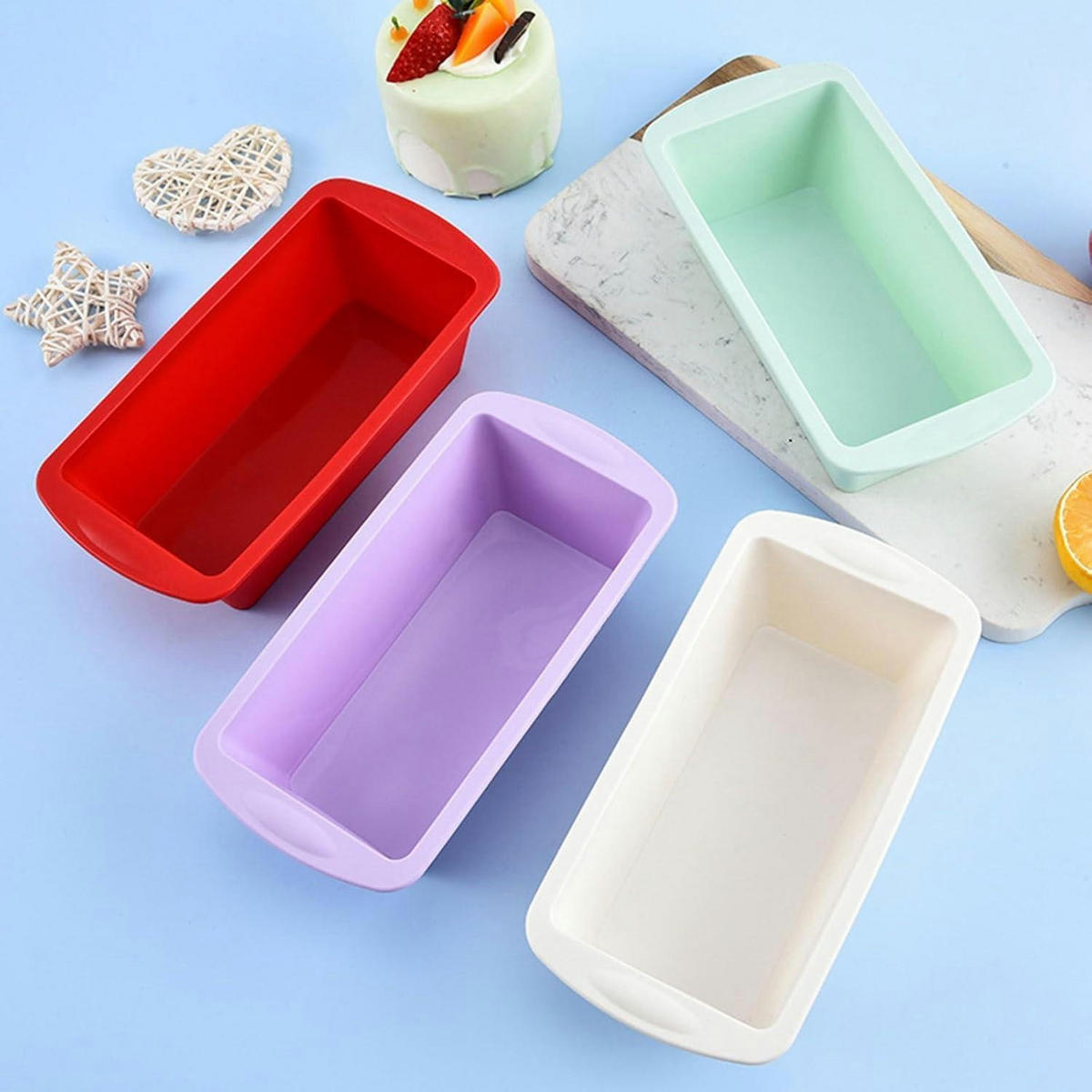 BROTBACKFORM 4-teiliges Set Silikon Antihaft 19 cm - Multicolor, Kunststoff (9.5/5.5/19cm)