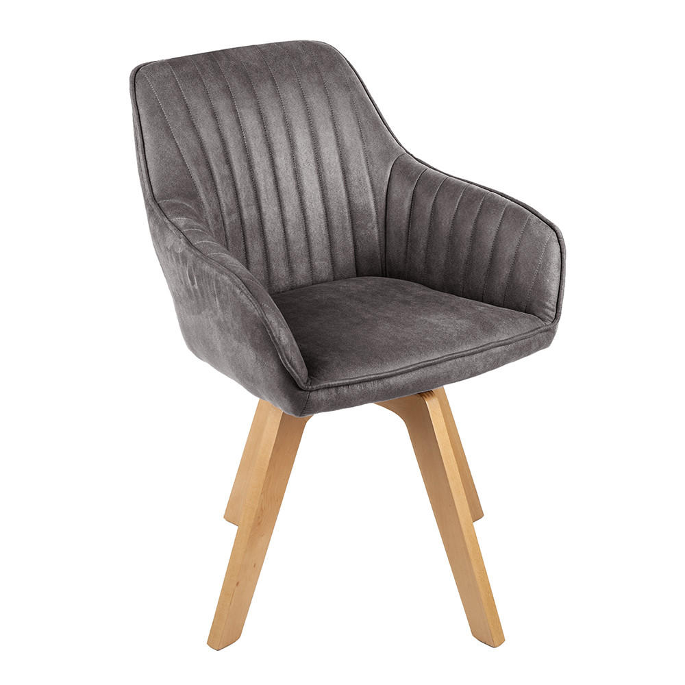 ARMLEHNSTUHL LIVORNO Samt Grau - Grau, Textil (62/84/62cm) - riess-ambiente