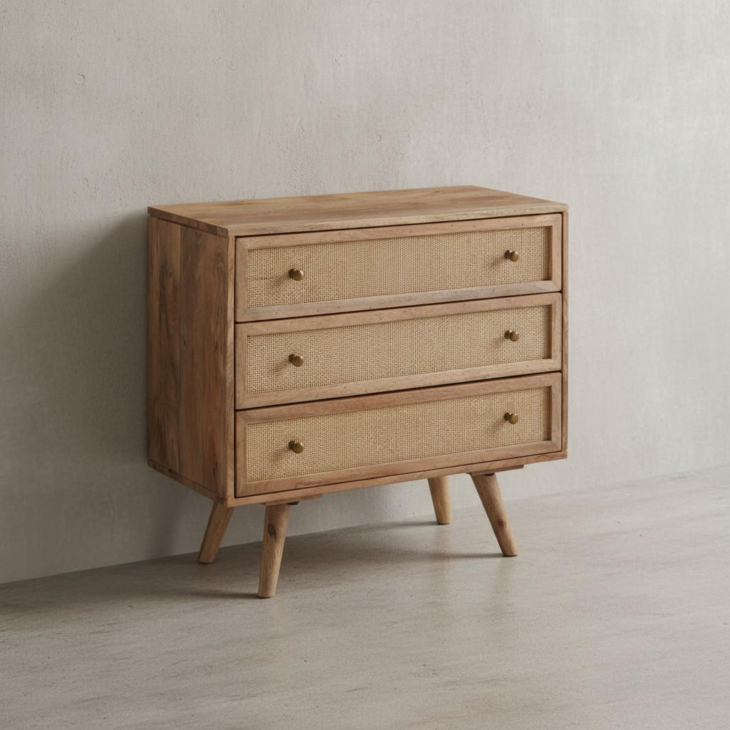 SIDEBOARD – Mango Massivholz, stilvoll, funktional - Braun, Holz/Metall (80/75/40cm) - KADIMA DESIGN