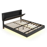 POLSTERBETT 160/200 cm aus Leinenstoff mit LED-Lichtleiste, USB-Anschluss und Stauraum, Grau - Grau, Textil (160/200cm) - Redom