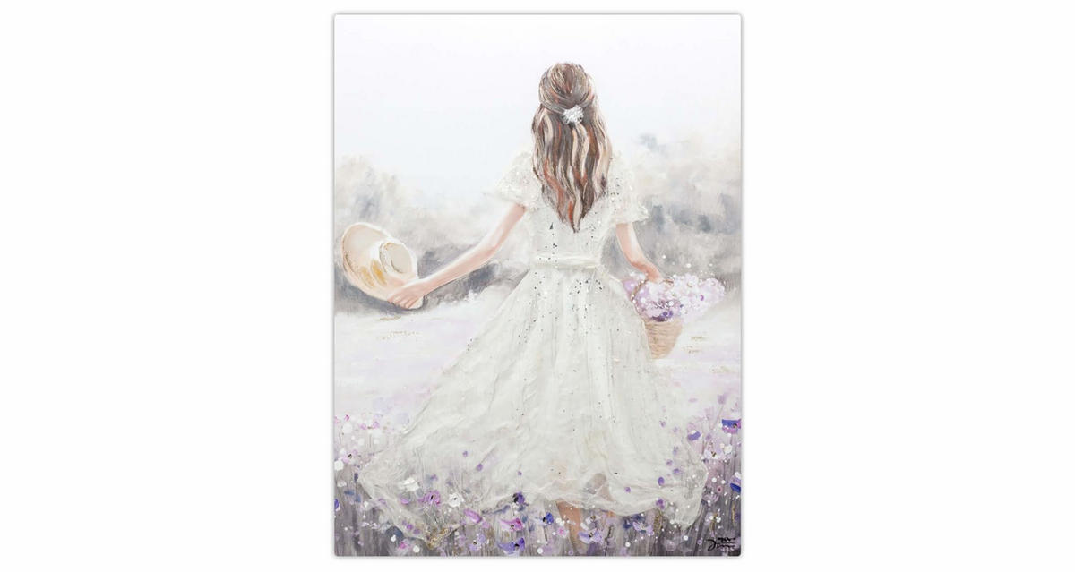 OLEJOMAĽBA 75/100 cm, More a pláž - biela, drevo/textil (75/100cm) - KUNSTLOFT