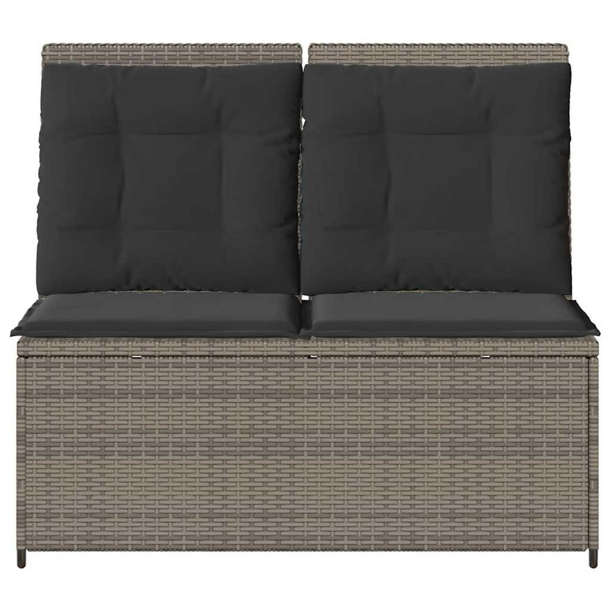 GARTENBANK Verstellbar mit Kissen Grau Poly Rattan - Grau, Kunststoff (95/95/108cm)