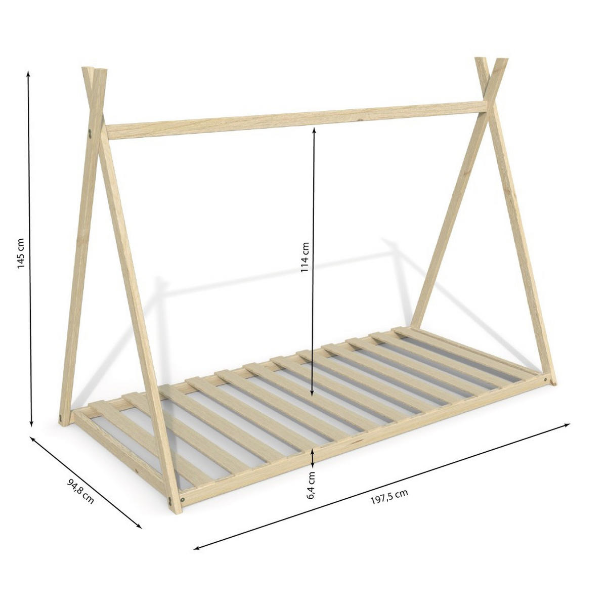 HAUSBETT SIOUX mit Lattenrost / Hausbett 90x190 Natural - Naturfarben, Holz (90/190cm) - Weber Industries