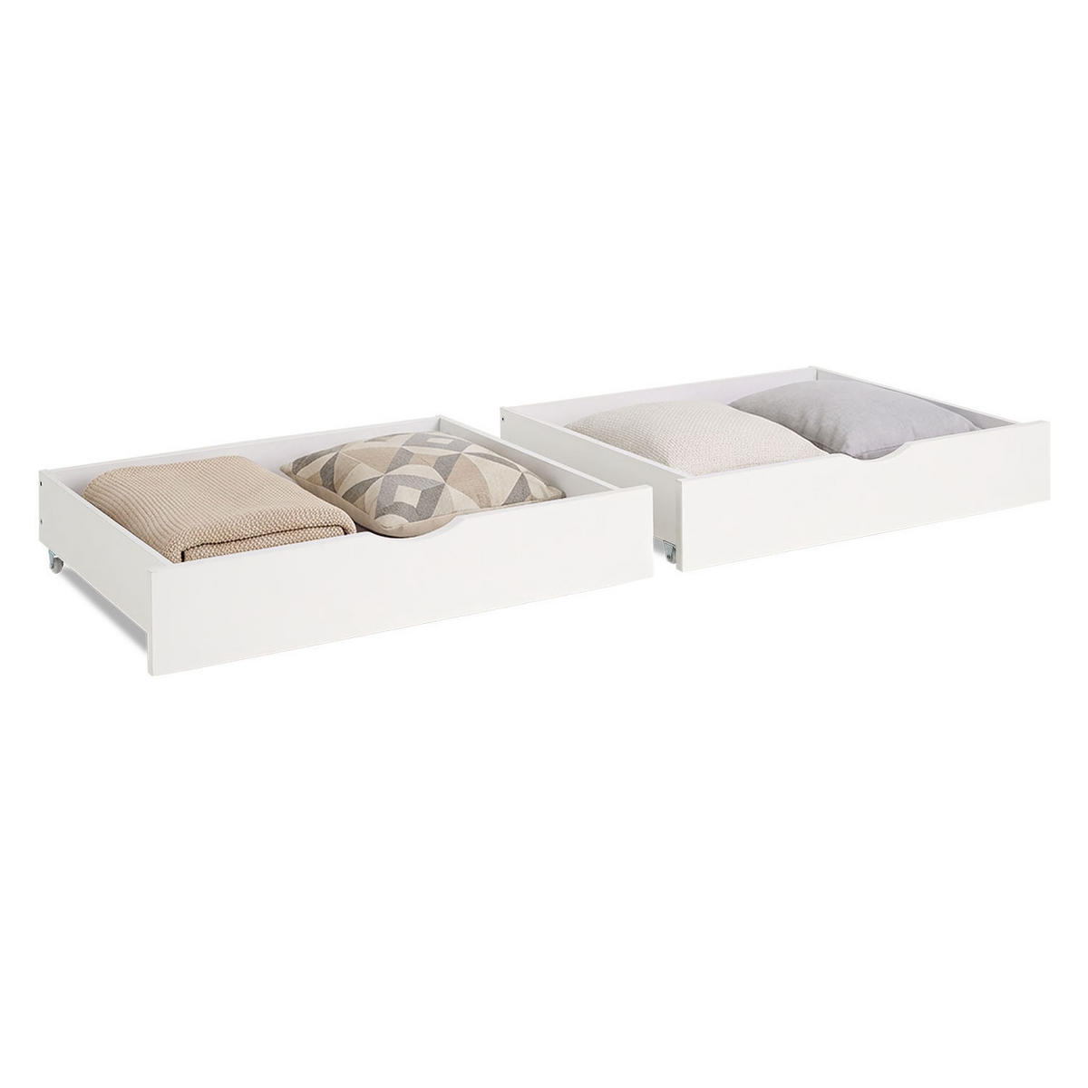 BETTSCHUBKASTEN 2 er Set Weiß 83 x 63 - Weiß, Holz - Homestyle4u