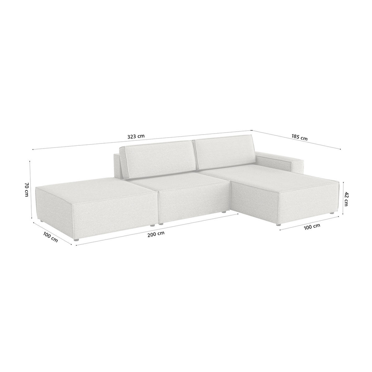 ECKSOFA Lummo Re mit Schlaffunktion, Grau - Grau, Textil (323/185cm) - Fedve