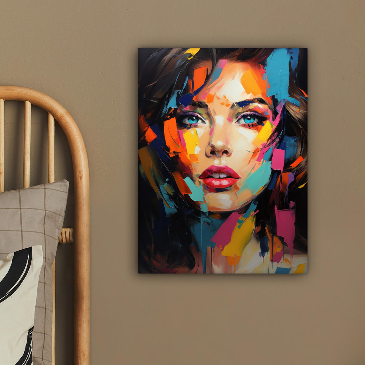 LEINWANDBILD Frau - Porträt - Farbenfroh - Kunst 30x40 cm - Multicolor, Textil (30/40cm) - MuchoWow