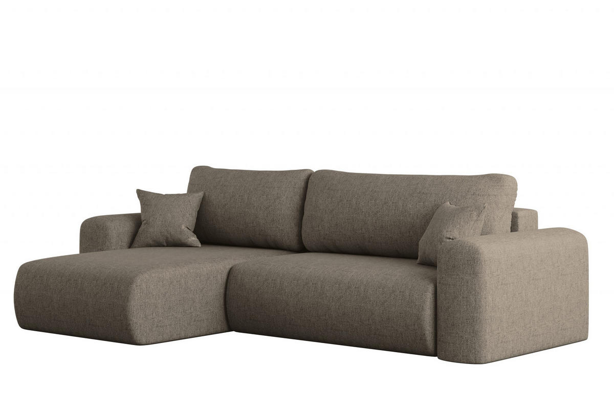 ECKSOFA Mit Schlaffunktion Und Bettkasten L-förmiges Sofa Capri Stoff Verita Links Dunkelbeige - Braun, Holz/Textil (145/272cm) - Kaiser Möbel
