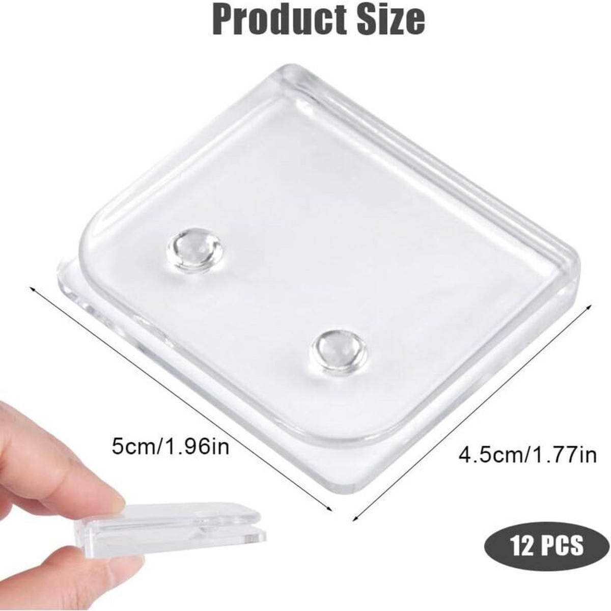 DUSCHVORHANG-CLIPS 12er-Set selbstklebend U-förmig 5 x 4,5 x 1 cm ohne Bohren - Transparent, Textil (4.5/1/5cm) - MCBOSON