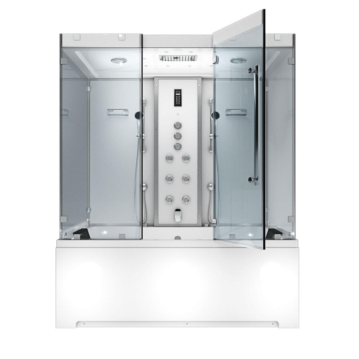 DAMPFDUSCHE Whirlpool K80-WS-TH-C-EC - Weiß, Glas/Kunststoff (180/100/228cm) - AcquaVapore by Sandra Jentho