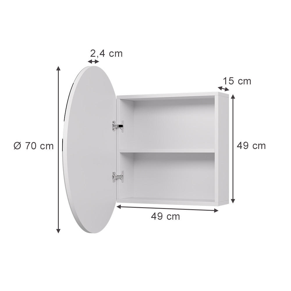 BADSPIEGELSCHRANK Loki Weiß 70 x 70 cm mit 2 Fächern - Weiß, Holzwerkstoff (70/70/17.4cm) - Vicco