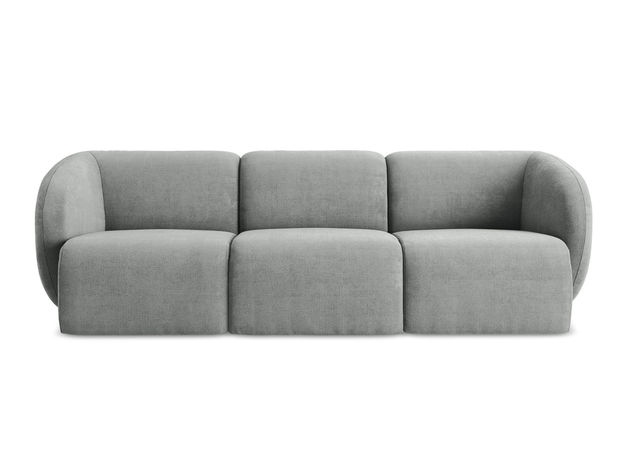 3-SITZER SOFA Chenille Stoff Grau - Schwarz/Grau, Holzwerkstoff/Kunststoff (244/75/94cm) - Makamii