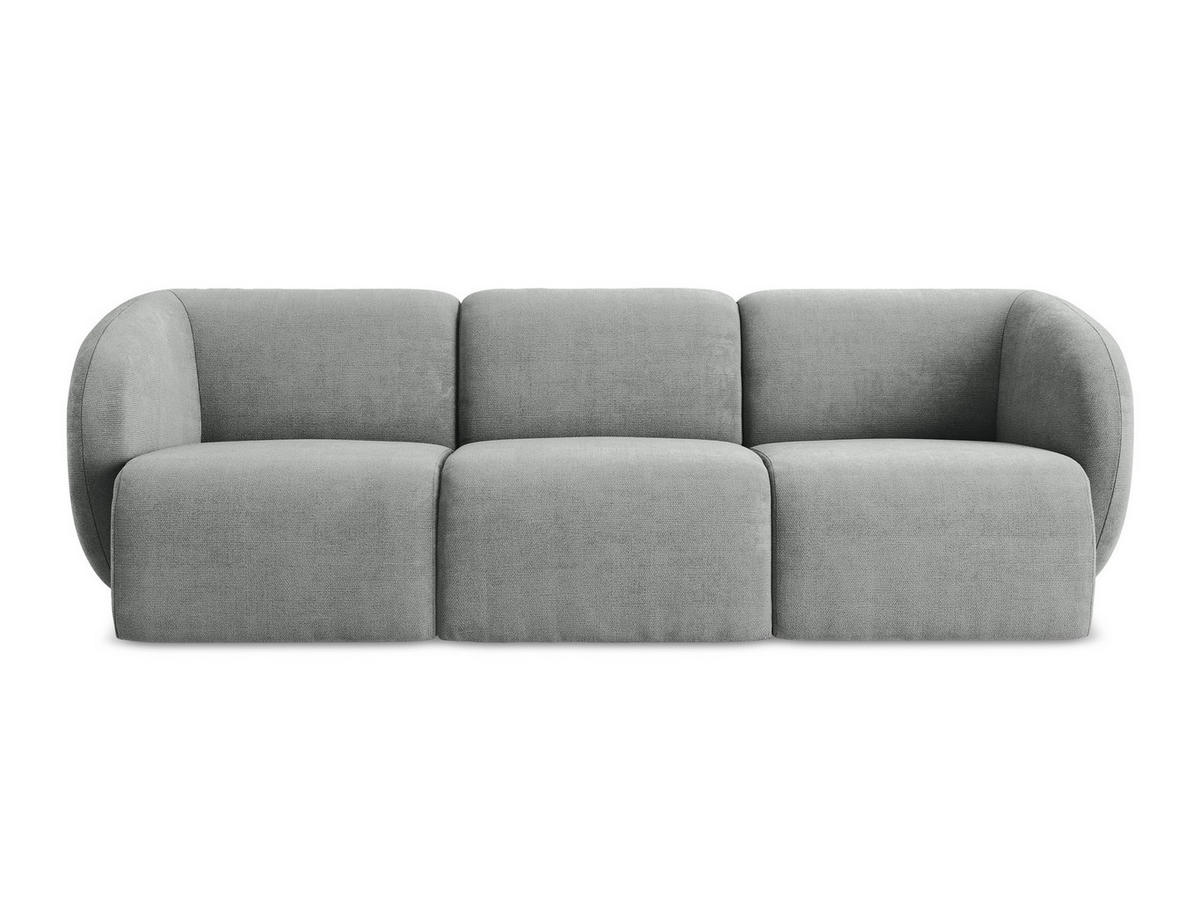 3-SITZER SOFA Chenille Stoff Grau - Schwarz/Grau, Holzwerkstoff/Kunststoff (244/75/94cm) - Makamii