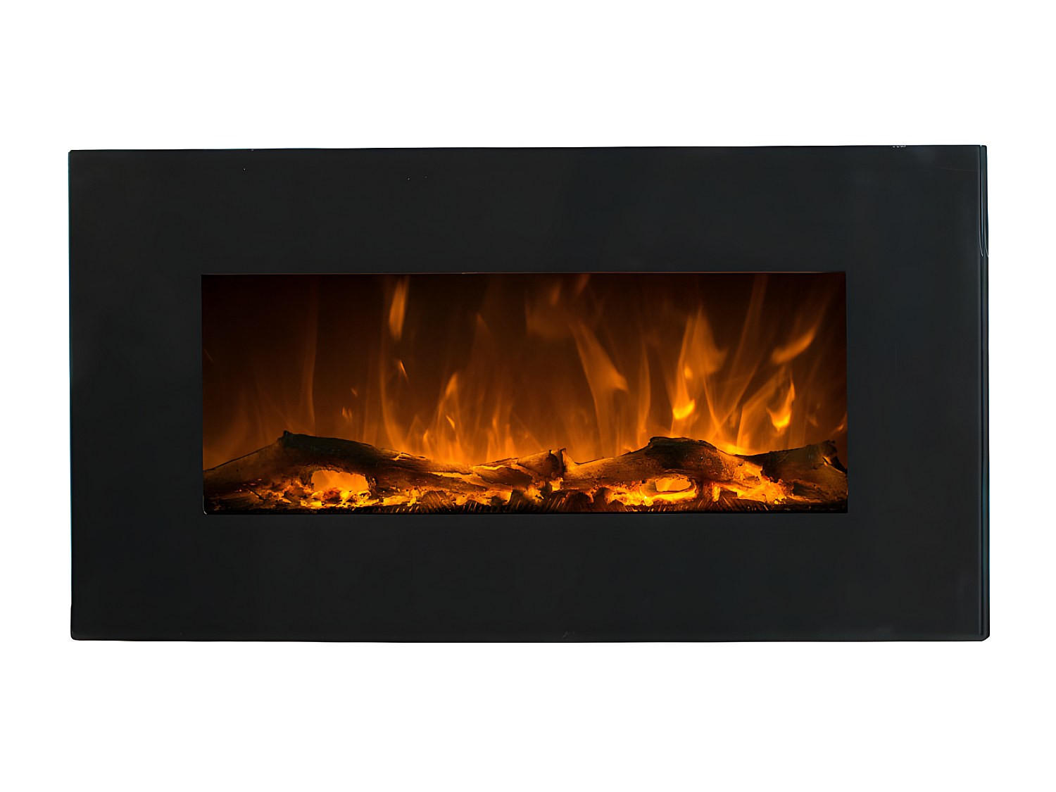 KAMIN - 84 cm x 14 cm - glas - schwarz Chandela - Schwarz, Glas (84/45/14cm) - Vente-Unique