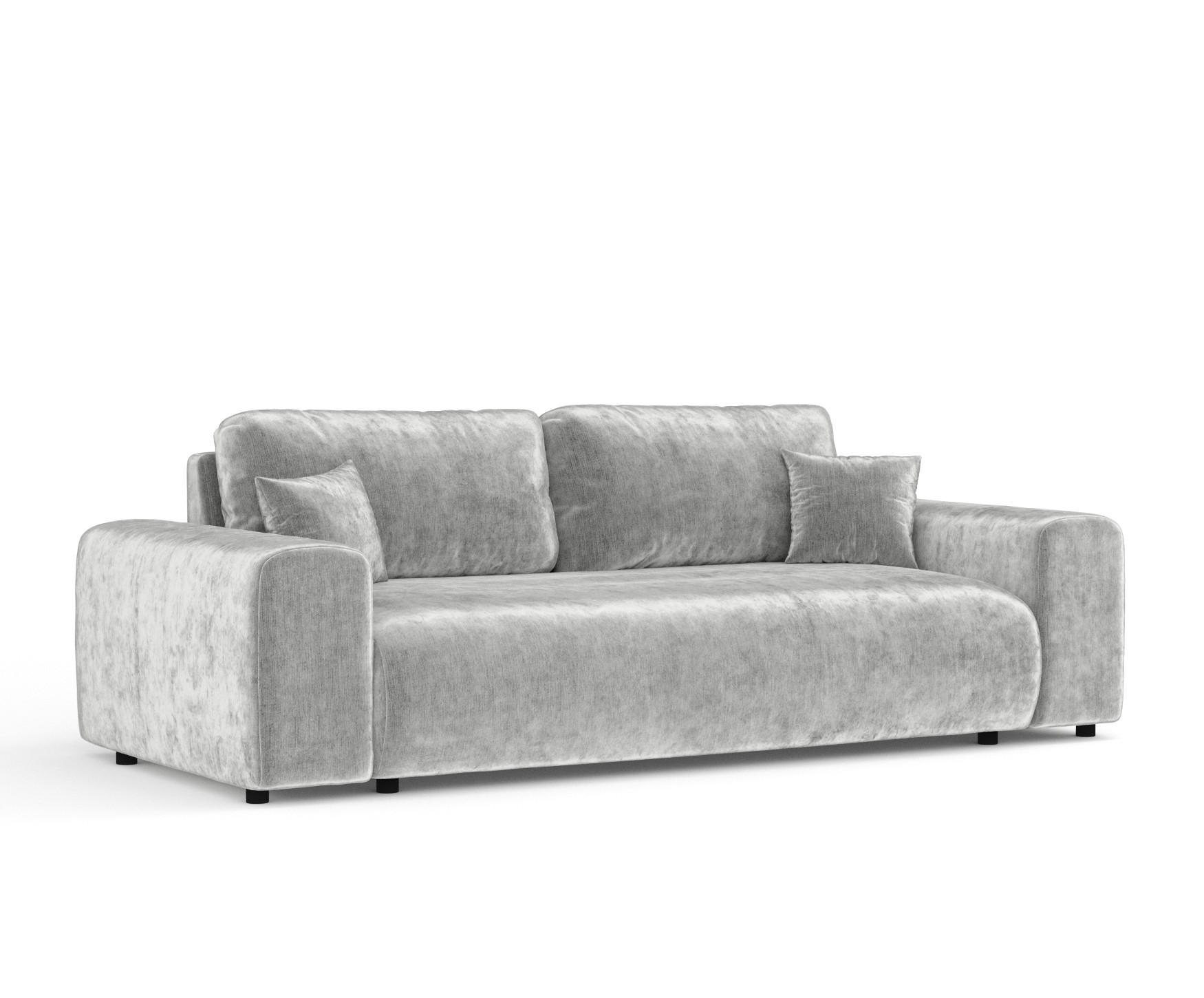 3-SITZER-SOFA Zanzibar Hellgrau Chenille - Hellgrau/Schwarz, Holz/Holzwerkstoff (213/79/108cm) - Maison de Reve