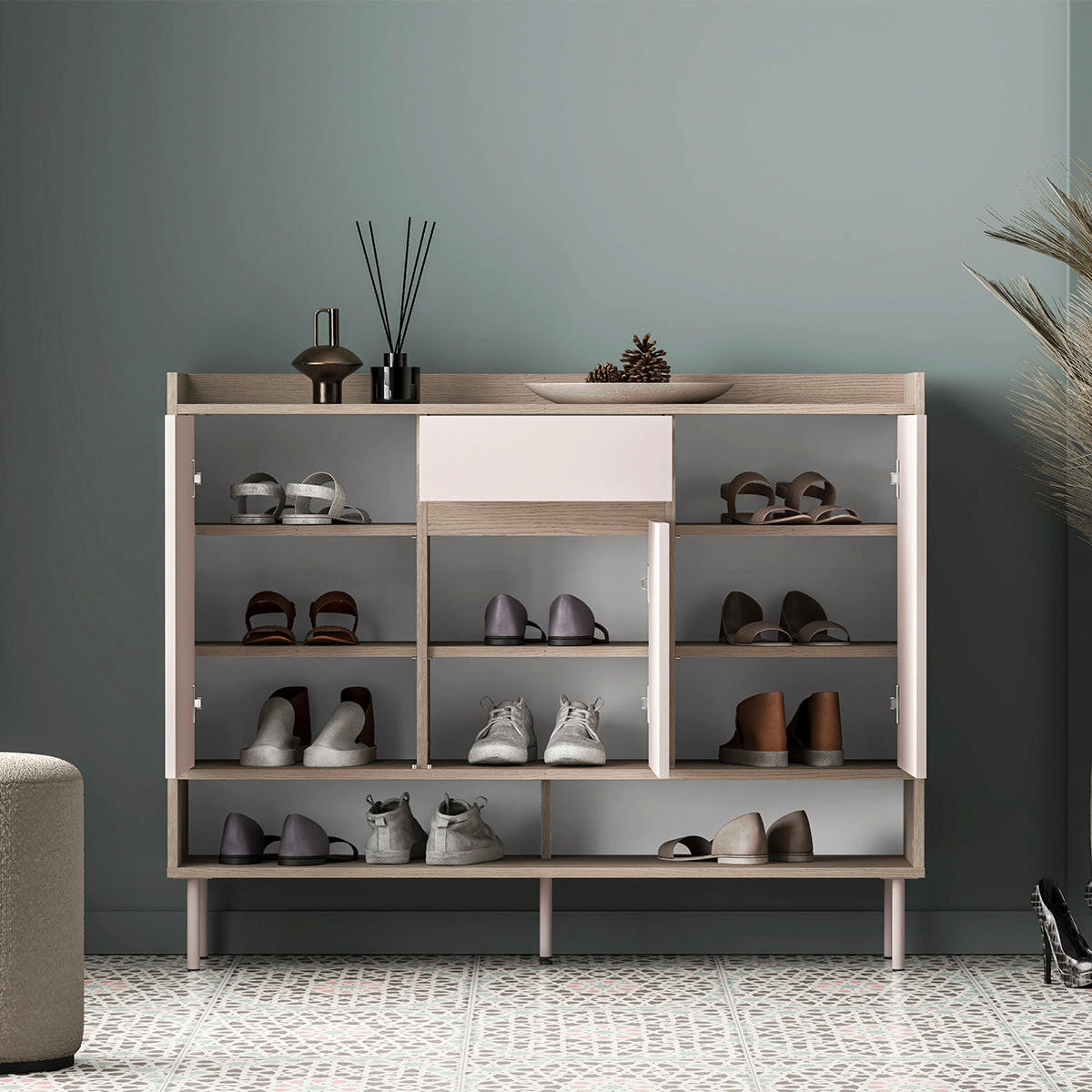 SCHUHMÖBEL Alos Kaschmir und Holz - Beige, Holzwerkstoff (120/95/34cm) - Petits-meubles