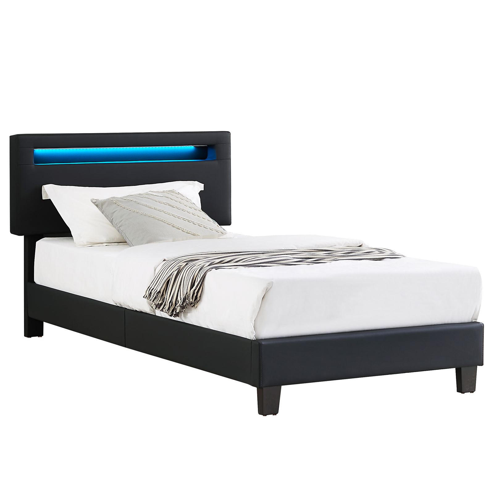 POLSTERBETT MIT LED BENITO 90X200 CM - Schwarz, Textil (90/200cm) - CARO-Möbel