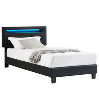 POLSTERBETT MIT LED BENITO 90X200 CM - Schwarz, Textil (90/200cm) - CARO-Möbel