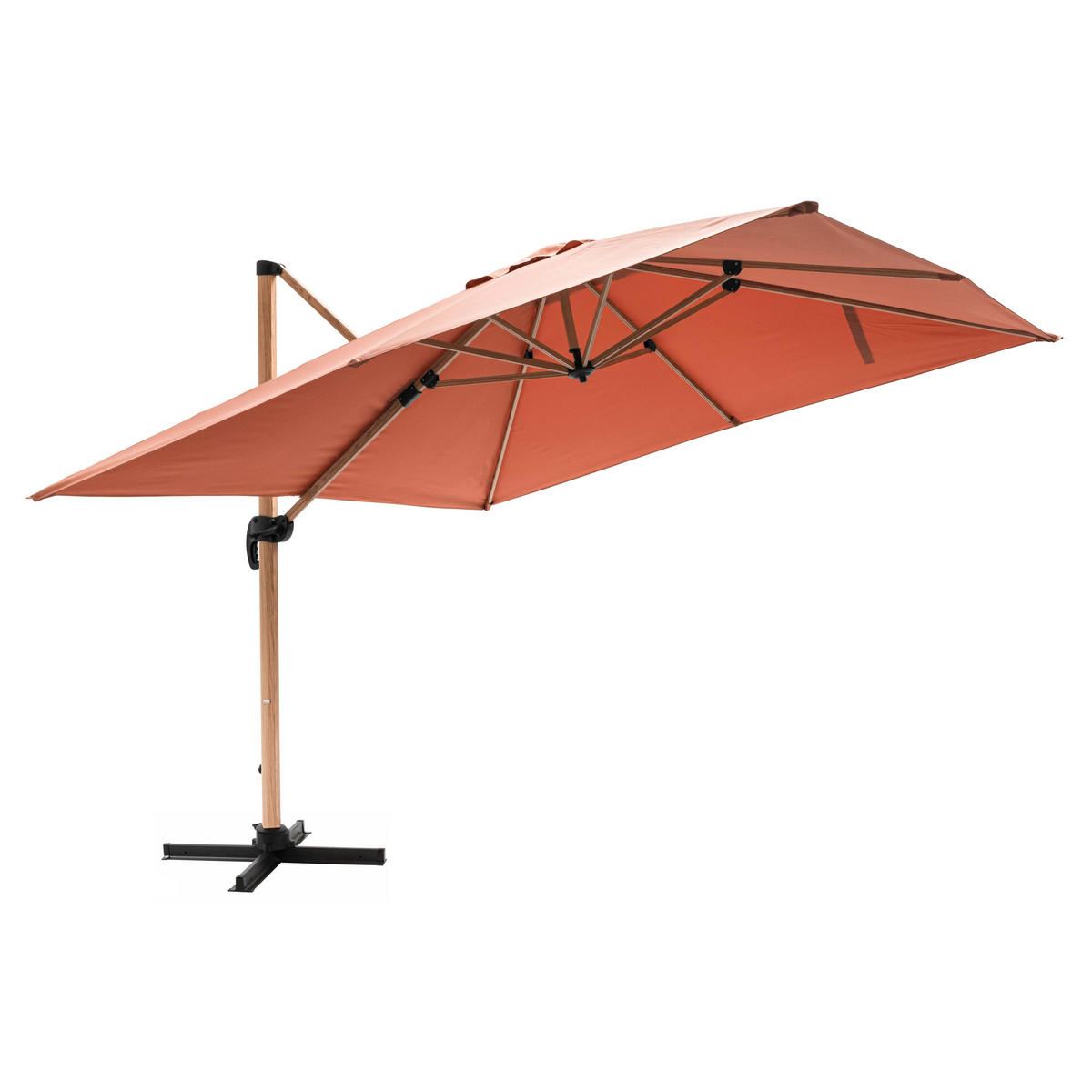 SONNENSCHIRM 3x3m Holzeffekt, Lehm - Pink, Metall (300/300cm) - Oviala