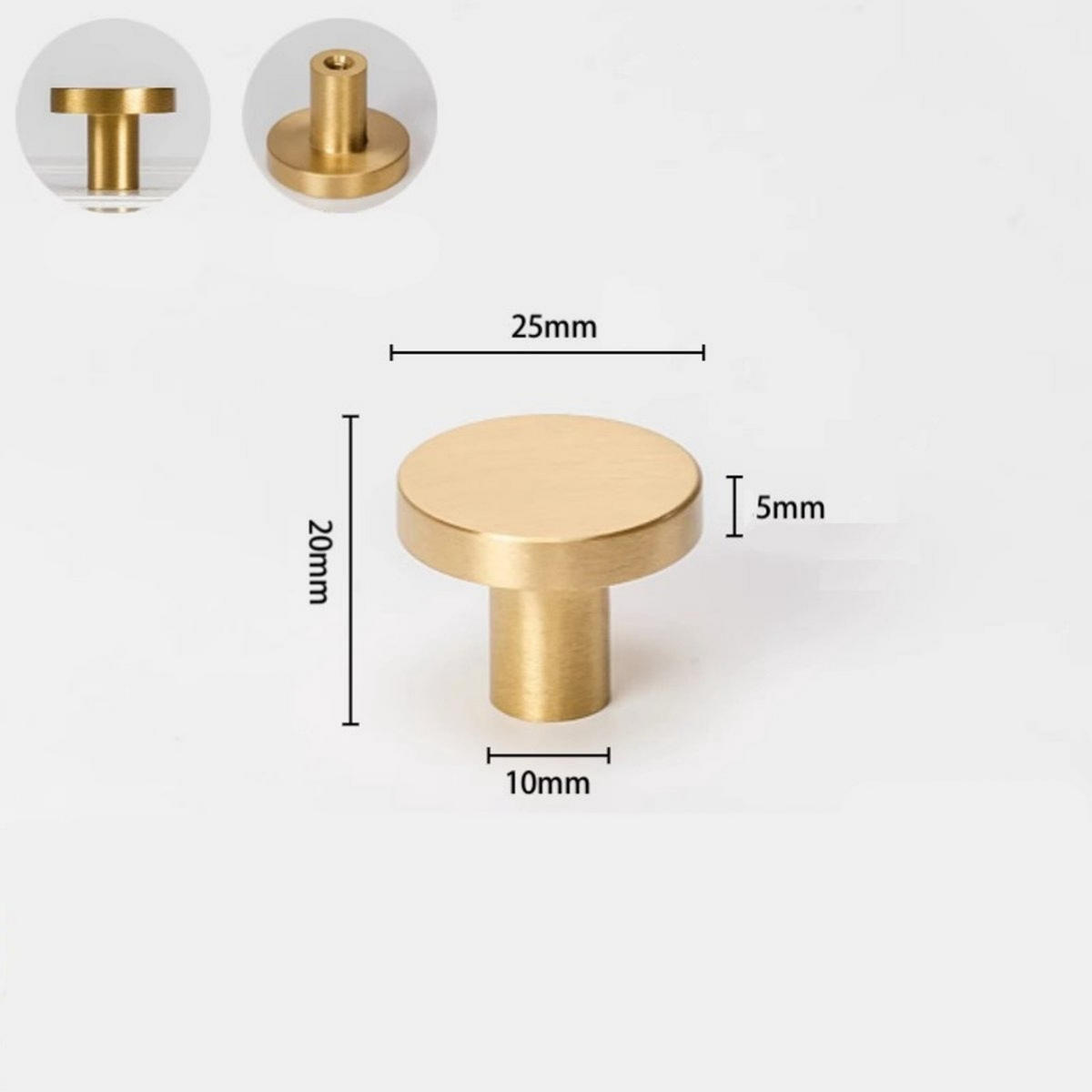 SCHRANKGRIFF 6er-Set Gold Messing 20 x 25 mm mit Schrauben Küche Möbel - Goldfarben, Metall (2.5/2/2cm) - MCBOSON