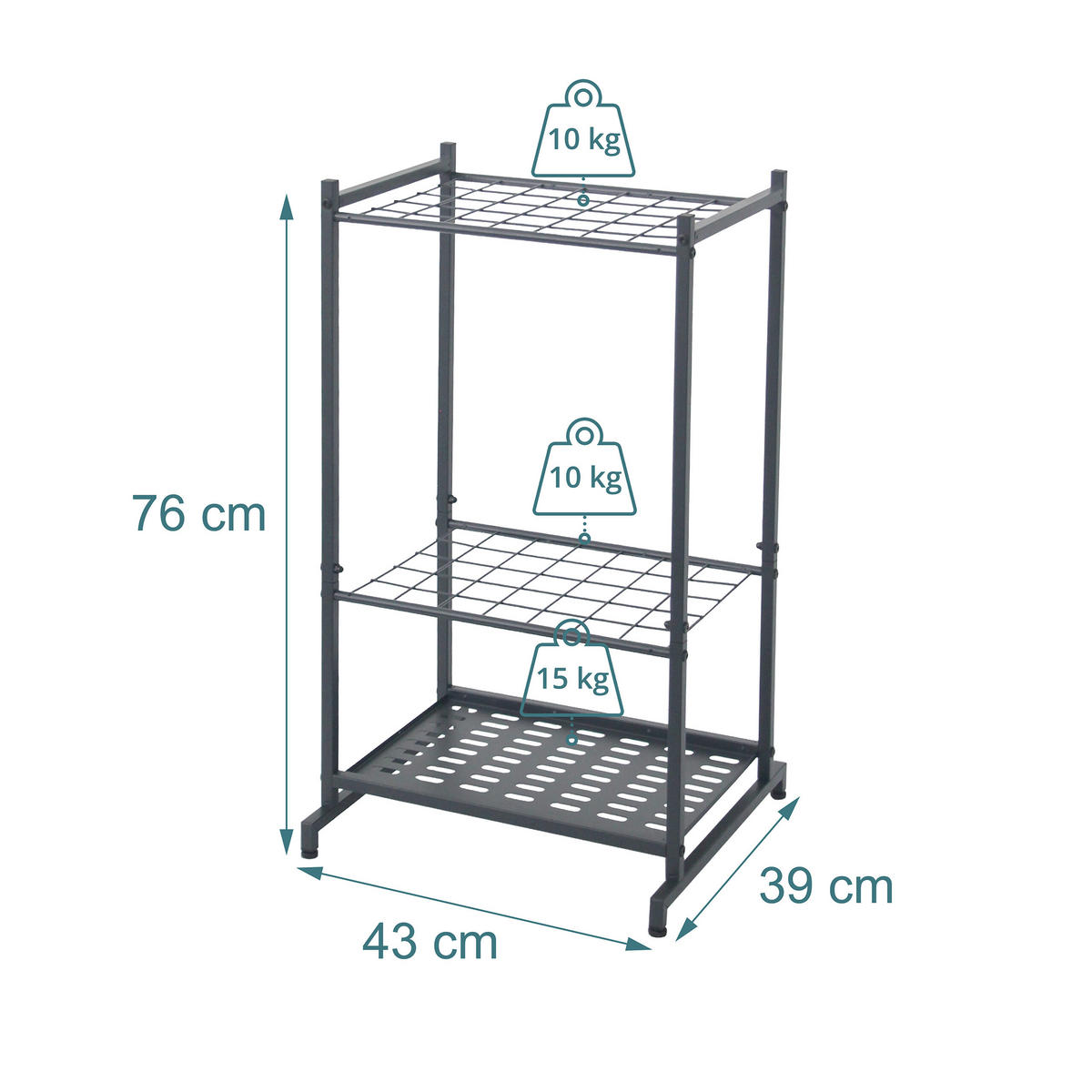 REDSKAPSSTÄLL Antracit stål - Antracit, Metall (43/76/39cm) - Relaxdays