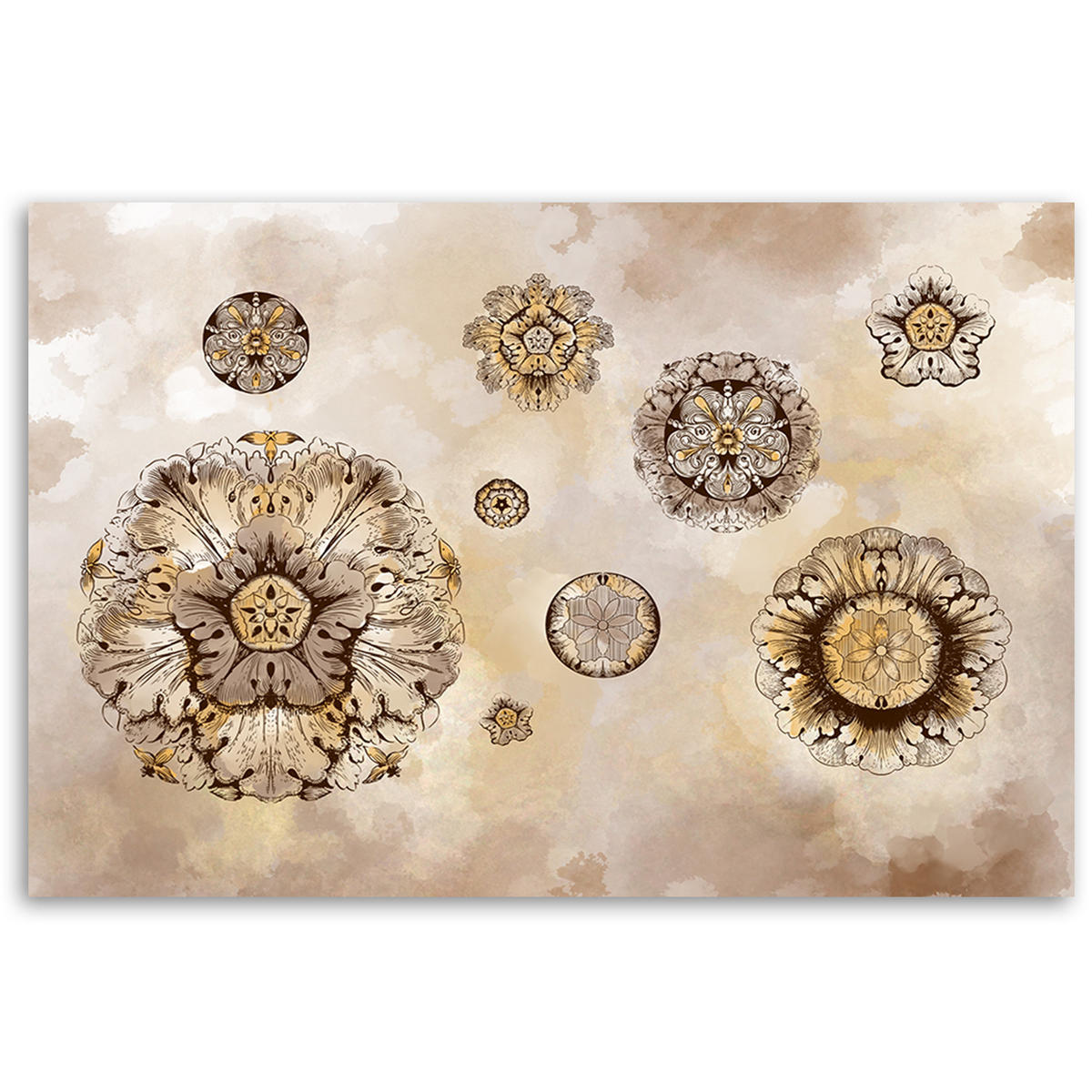 WANDBILD florale geometrische formen - Orange, Textil (60/40cm) - Feeby