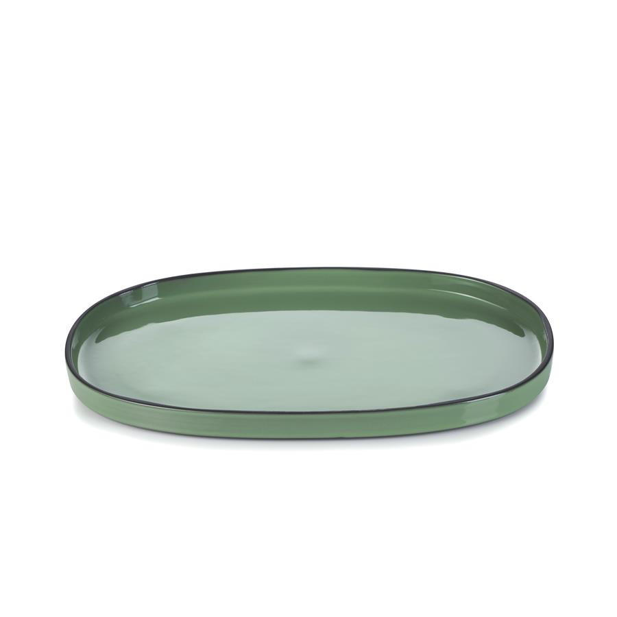 SERVIERTELLER CARACTERE 35,5 cm Minze - Mintgrün, Keramik (21.8/2.5/35.5cm) - Revol Porcelaine France