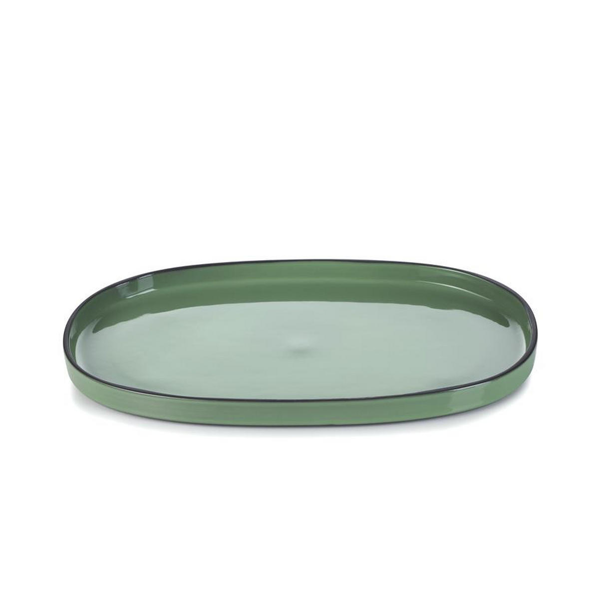 SERVIERTELLER CARACTERE 35,5 cm Minze - Mintgrün, Keramik (21.8/2.5/35.5cm) - Revol Porcelaine France