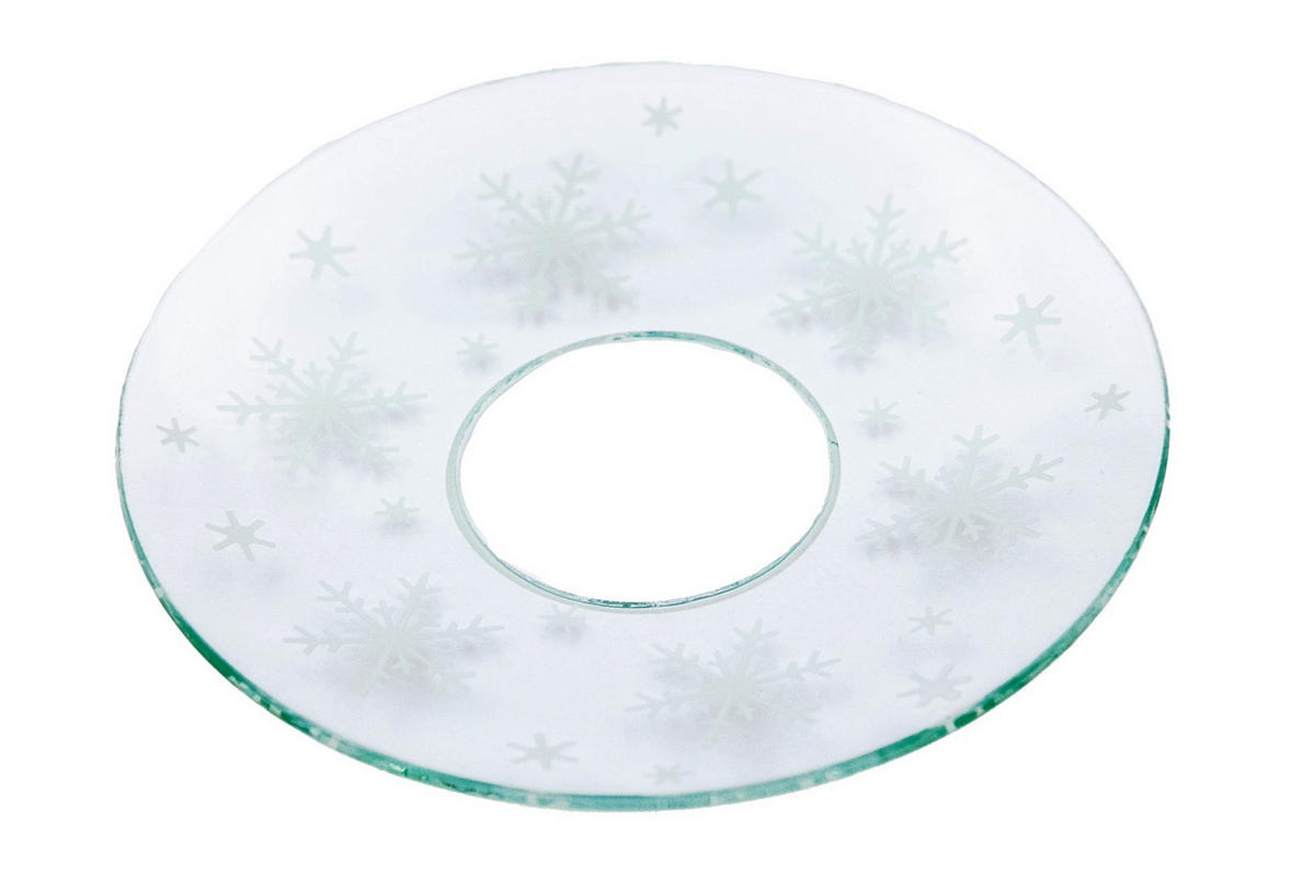 GLAS-KERZENMANSCHETTE (Bobeches) "Eiskristalle" für Kerzen bis Ø 25 mm - Transparent, Paraffin (7/0.2/7cm) - Holfeuer Crystal Design