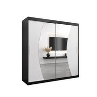 SCHWEBETÜRENSCHRANK 200/200/62 2-türig - Silberfarben/Schwarz, Holz/Kunststoff (200/200/62cm) - Abiks Möbel