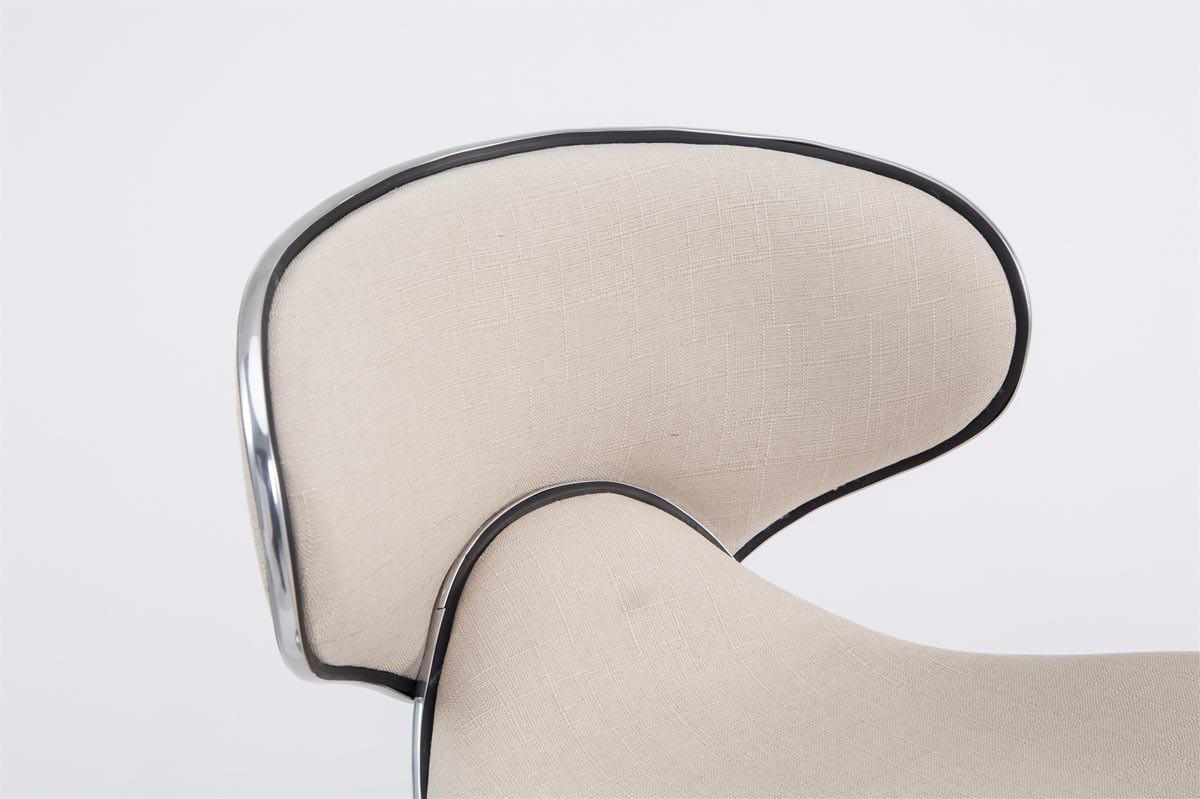 BARHOCKER 2er Set Stoff creme - Chromfarben/Creme, Textil/Metall (46/88/49cm) - CLP