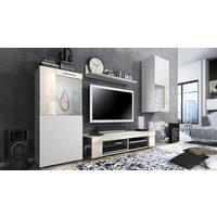 WOHNWAND Movie Absetzungen in Creme Hochglanz - Creme, Holzwerkstoff (300/190/39cm) - Vladon