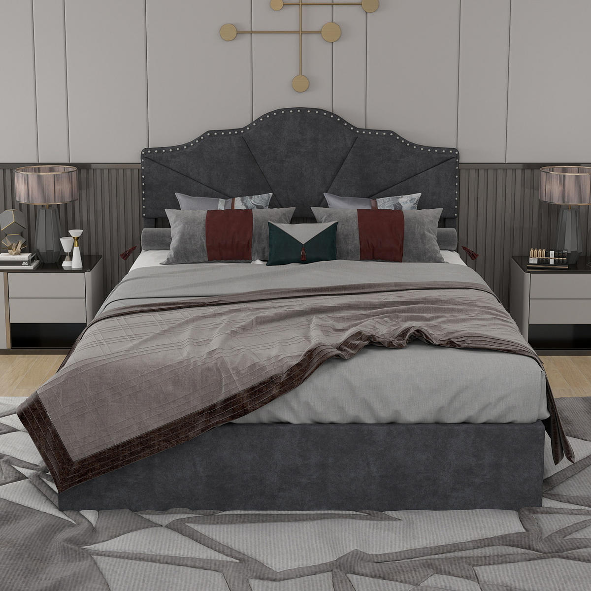 POLSTERBETT 140x200 cm Stauraum hydraulisch grau - Grau, Textil (140/200cm) - LEBENLANG