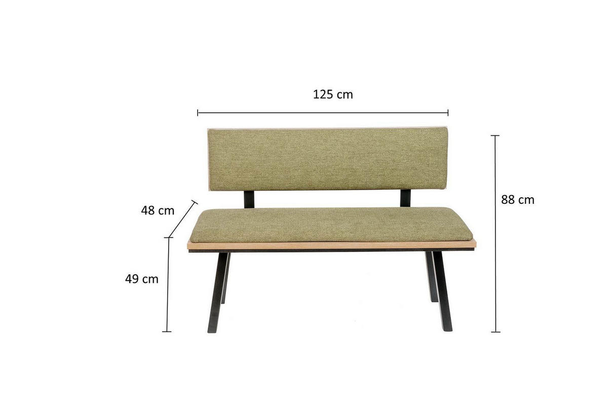 SITZBANK Die Elegante - Schwarz/Grün, Holz/Textil (48/88/125cm) - Kundler Home
