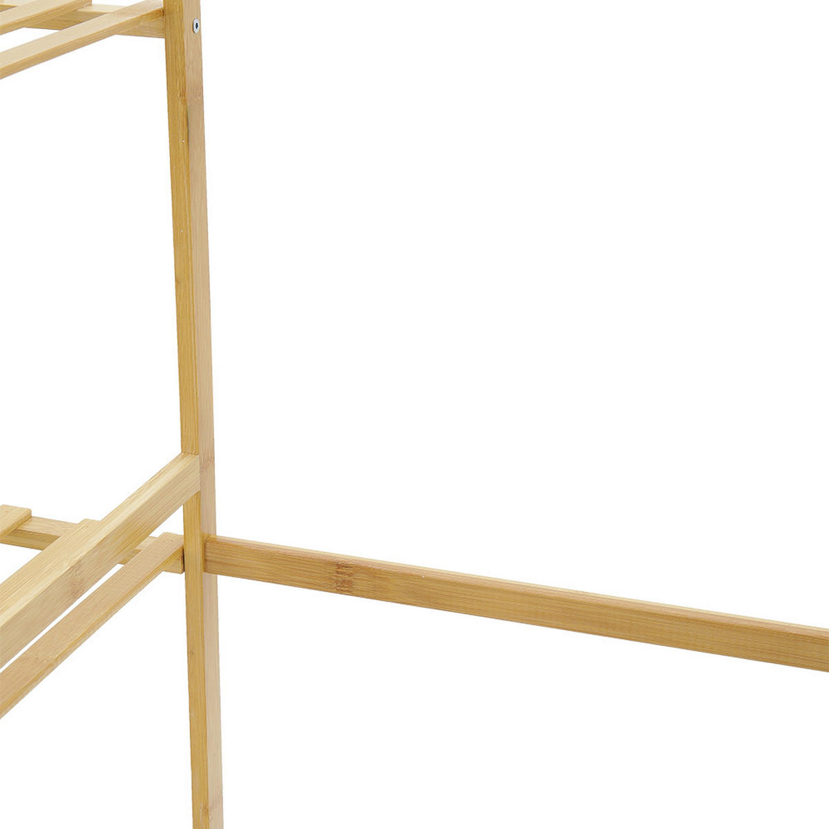 GARDEROBENSTÄNDER 110/40/140 cm 7-Ablagefächer Kleiderstange Haken Freistehend Bambus Naturfarben - Naturfarben, Holz (110/140/40cm) - Livingandhome