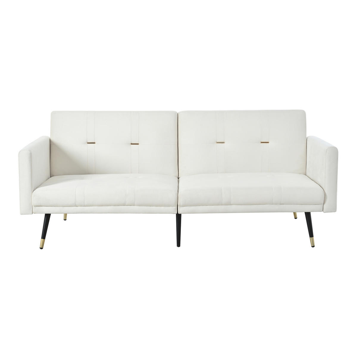 2-SITZER Schlafsofa aus Samt mit 5-fach verstellbaren Rückenlehnen Beige - Beige, Textil (89/70/164cm) - Modenvie