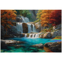 FOTOTAPETE Wasserfall Wald Blau 400x280 cm - Multicolor, Papier (400/280cm) - Wallarena