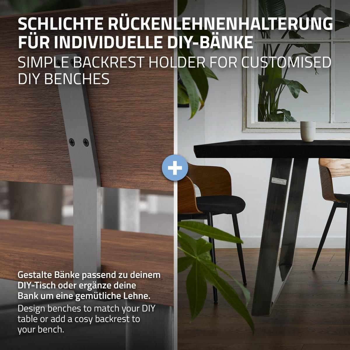 RÜCKENLEHNENHALTERUNG - Grau, Metall (5/34.5/10cm) - ML-DESIGN