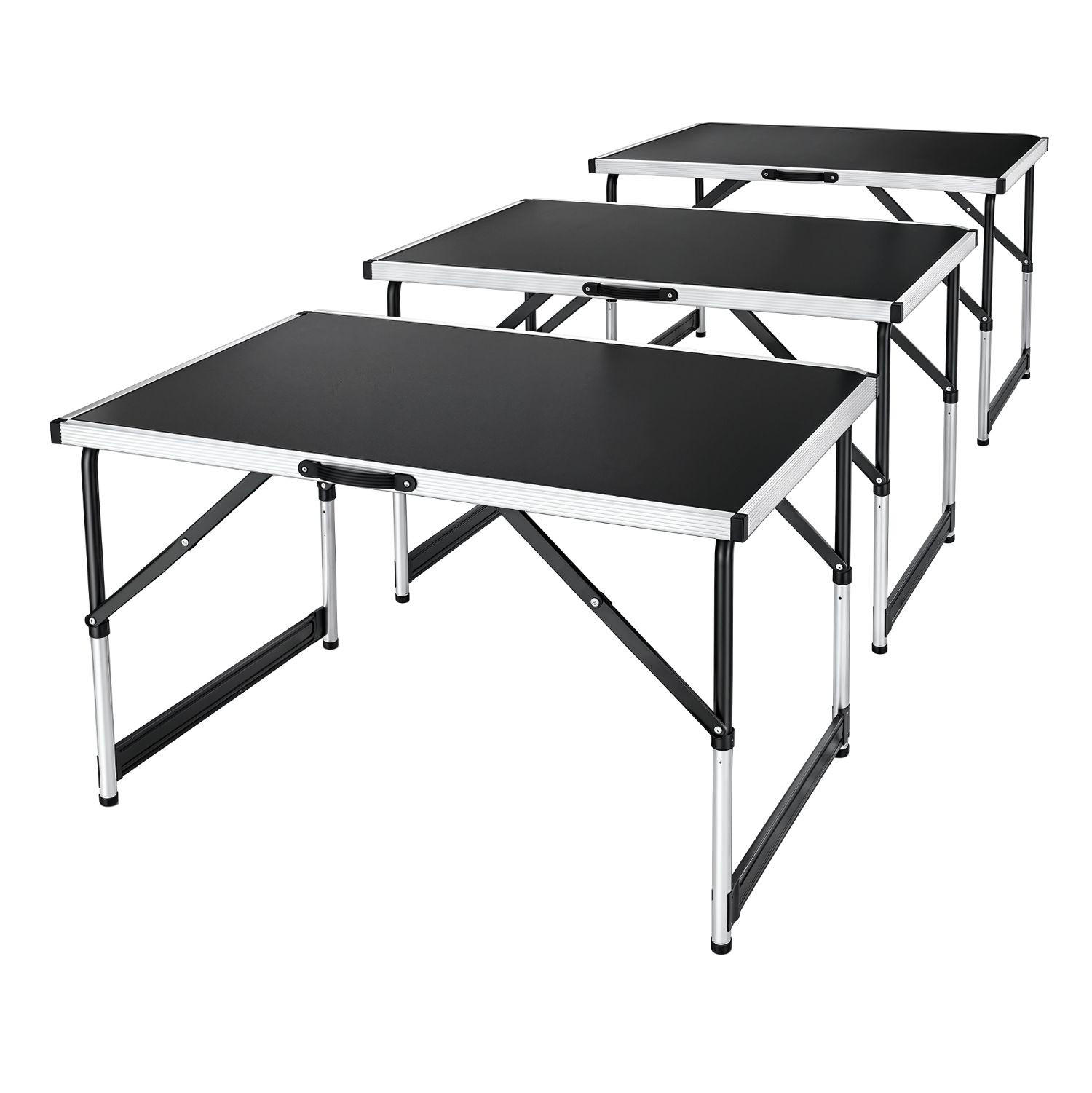 MULTIFUNKTIONSTISCH höhenverstellbar 3er-Set - Schwarz, Holz (100/60/73cm) - Juskys