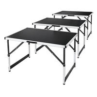 MULTIFUNKTIONSTISCH höhenverstellbar 3er-Set - Schwarz, Holz (100/60/73cm) - Juskys