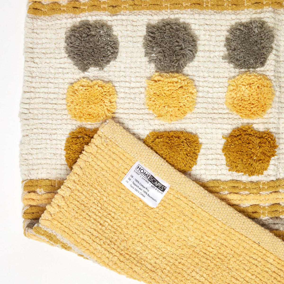 BAUMWOLL-TEPPICHLÄUFER Chenille gemustert 66/200 cm - Currygelb, Textil (66/200cm) - Homescapes